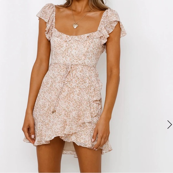 twenty ten Dresses & Skirts - Twenty Ten Womens Mini Dress Pink and Beige Ruffle Sleeves Spring A-line Large